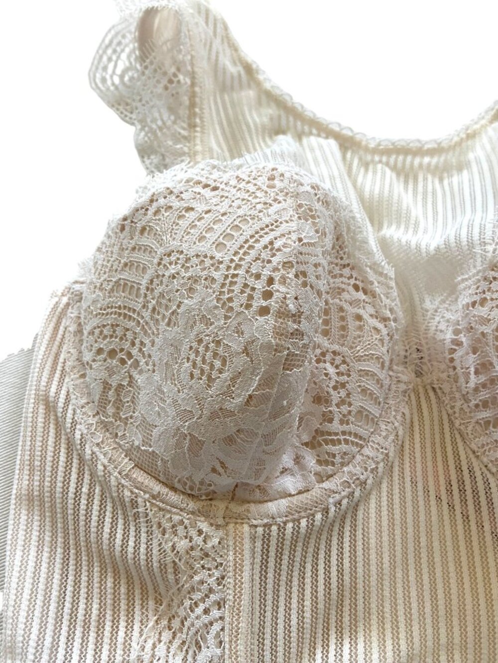 Victoria’s Secret Lace Bustier TopCream Size 32DD Coquette Boho Romantic Spring - Picture 7 of 12